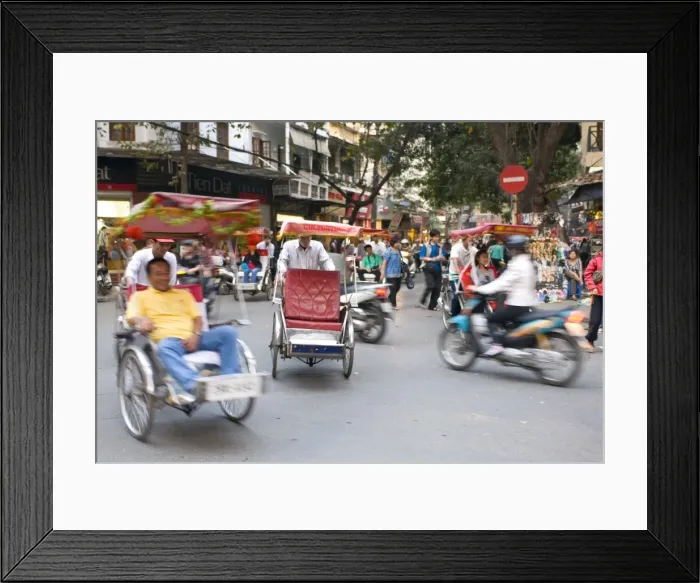 Framed Print : Busy street with rickshaw drivers, Hanoi, Vietnam, Indochina, Southeast Asia, Asia Framed Print : Busy street with rickshaw drivers, Hanoi, Vietnam, Indochina, Southeast Asia, Asia