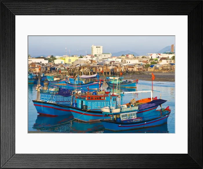 Framed Print : Colourful fishing boats at the habour of Nha Trang, Vietnam, Indochina Framed Print : Colourful fishing boats at the habour of Nha Trang, Vietnam, Indochina