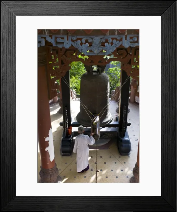 Framed Print : Nun ringing a giant bell, Long Son Pagoda, Vietnam, Indochina, Southeast Asia, Asia Framed Print : Nun ringing a giant bell, Long Son Pagoda, Vietnam, Indochina, Southeast Asia, Asia