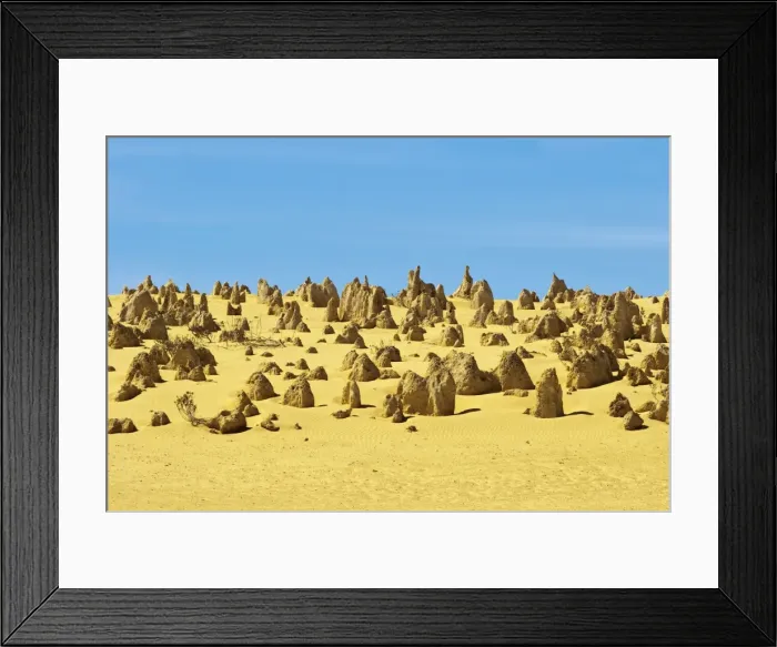 Framed Print : Rock pillars formed by erosion of thick hard layer of calcrete over soft limestone Framed Print : Rock pillars formed by erosion of thick hard layer of calcrete over soft limestone