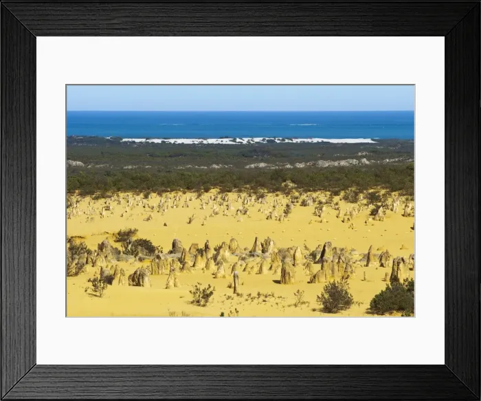Framed Print : Rock pillars formed by erosion of thick hard layer of calcrete over soft limestone Framed Print : Rock pillars formed by erosion of thick hard layer of calcrete over soft limestone