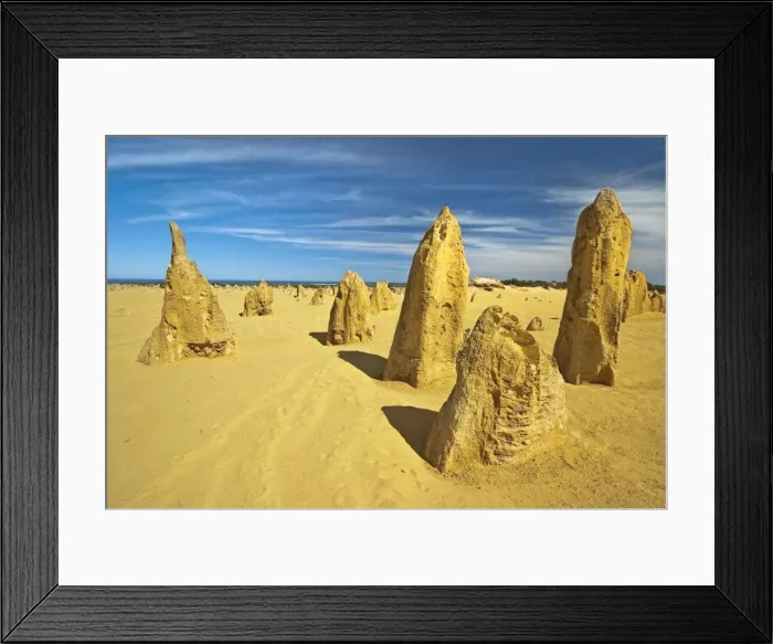 Framed Print : Rock pillars formed by erosion of thick hard layer of calcrete over soft limestone Framed Print : Rock pillars formed by erosion of thick hard layer of calcrete over soft limestone