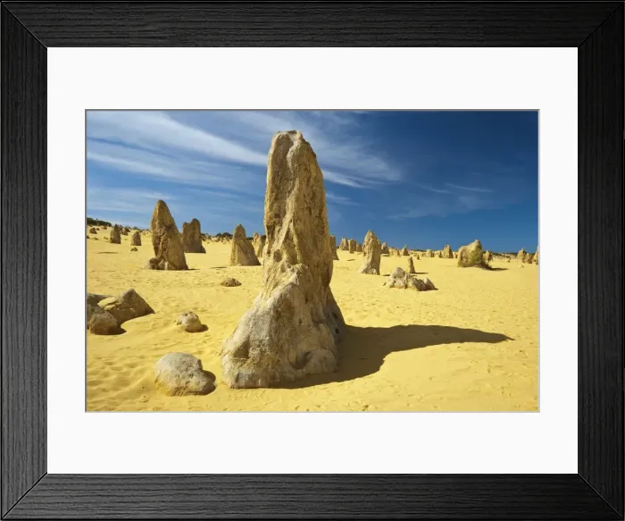 Framed Print : Rock pillars formed by erosion of thick hard layer of calcrete over soft limestone Framed Print : Rock pillars formed by erosion of thick hard layer of calcrete over soft limestone