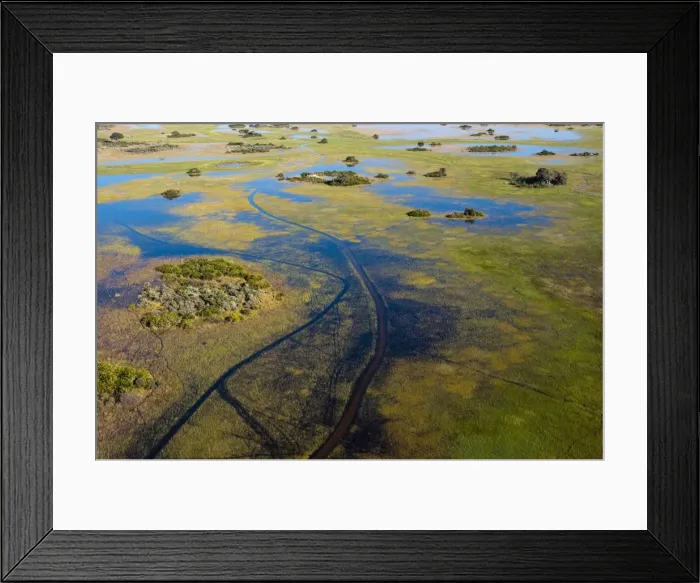 Framed Print : Aerial view of Okavango Delta, Botswana, Africa Framed Print : Aerial view of Okavango Delta, Botswana, Africa