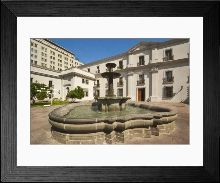 Framed Print : A fountain in an inner courtyard of the Palacio de La Moneda, formerly a colonial mint Framed Print : A fountain in an inner courtyard of the Palacio de La Moneda, formerly a colonial mint