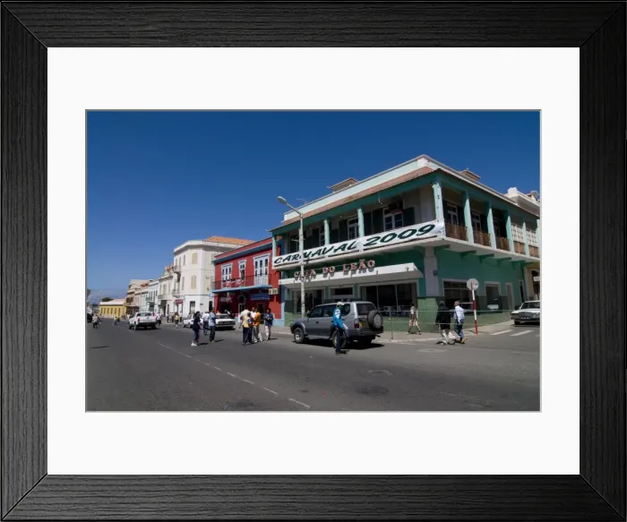 Framed Print : Picturesque old town with roads and buildings, Mindelo, Sao Vicente, Cape Verde, Africa Framed Print : Picturesque old town with roads and buildings, Mindelo, Sao Vicente, Cape Verde, Africa