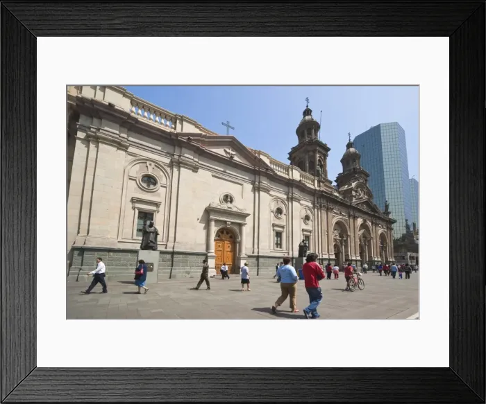 Framed Print : The Metropolitan Cathedral dating from 1745 and modern glass tower block in distance Framed Print : The Metropolitan Cathedral dating from 1745 and modern glass tower block in distance