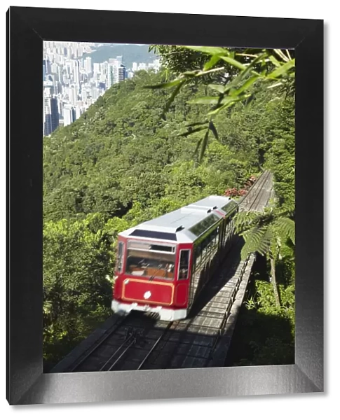 The Peak tram descending Victoria Peak, Hong Kong, China, Asia