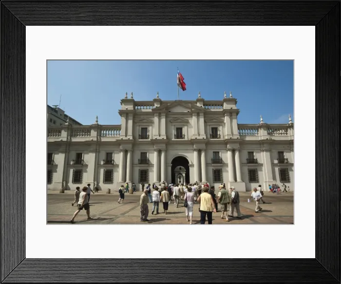 Framed Print : Visitors crossing the Plaza de La Constitucion and the Palacio de La Moneda Framed Print : Visitors crossing the Plaza de La Constitucion and the Palacio de La Moneda