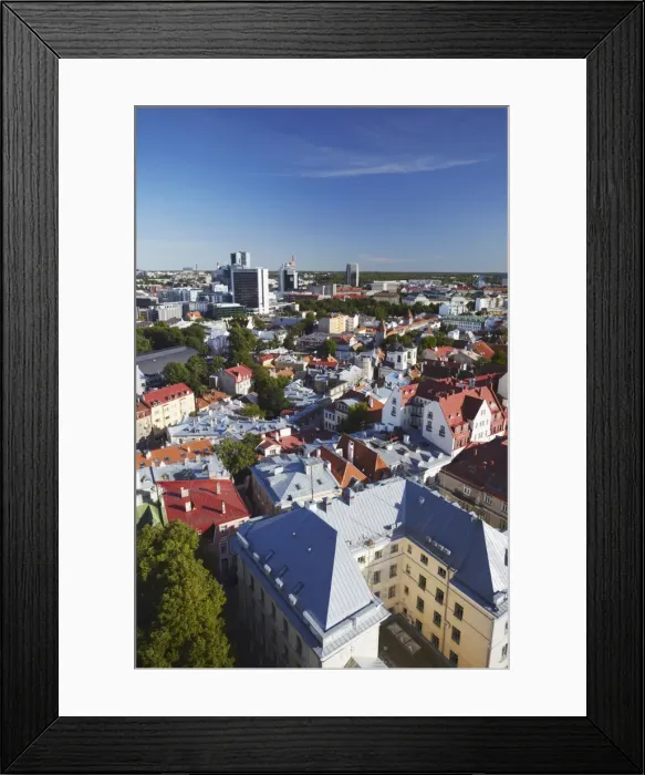 Framed Print : View of Lower Town with Business District in background, Tallinn, Estonia