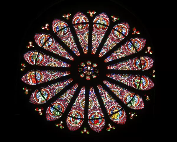 Rose window, St. Remy basilica, UNESCO World Heritage Site, Reims, Marne, France, Europe