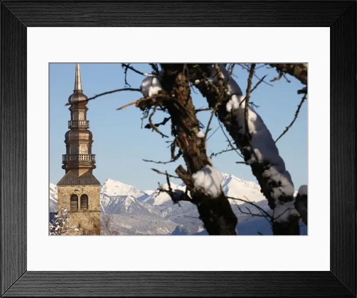 Framed Print : Combloux church spire, Combloux, Haute Savoie, France, Europe Framed Print : Combloux church spire, Combloux, Haute Savoie, France, Europe