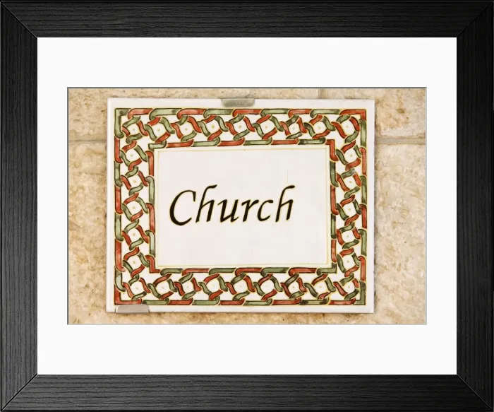Framed Print : Church sign, Emmaus Nicopolis, Israel, Middle East Framed Print : Church sign, Emmaus Nicopolis, Israel, Middle East