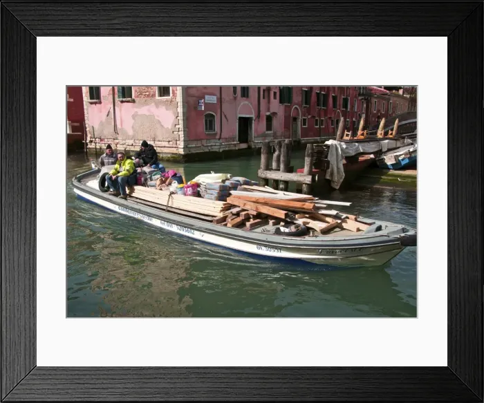 Framed Print : Transporting goods by boat on canal, Venice, Veneto, Italy, Europe Framed Print : Transporting goods by boat on canal, Venice, Veneto, Italy, Europe