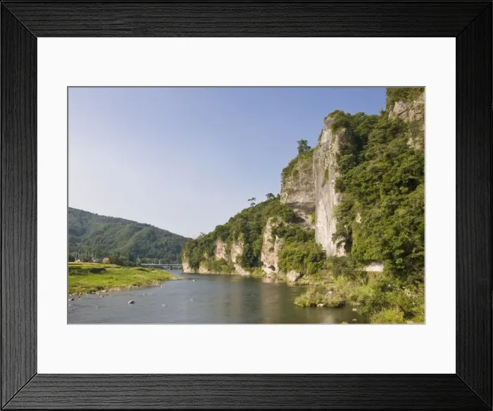 Framed Print : Steep cliffs and river, Oita, Kyushu, Japan, Asia