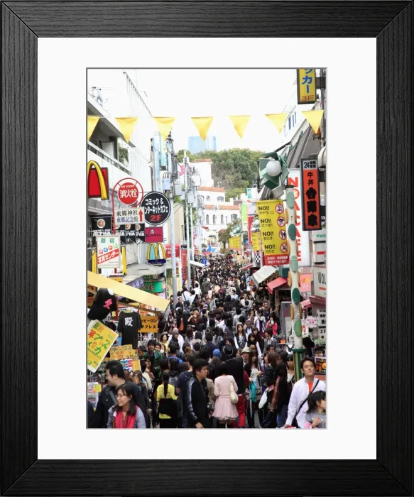 Framed Print : Weekend crowds, Takeshita Dori, a pedestrianised street that is a mecca for youth culture Framed Print : Weekend crowds, Takeshita Dori, a pedestrianised street that is a mecca for youth culture