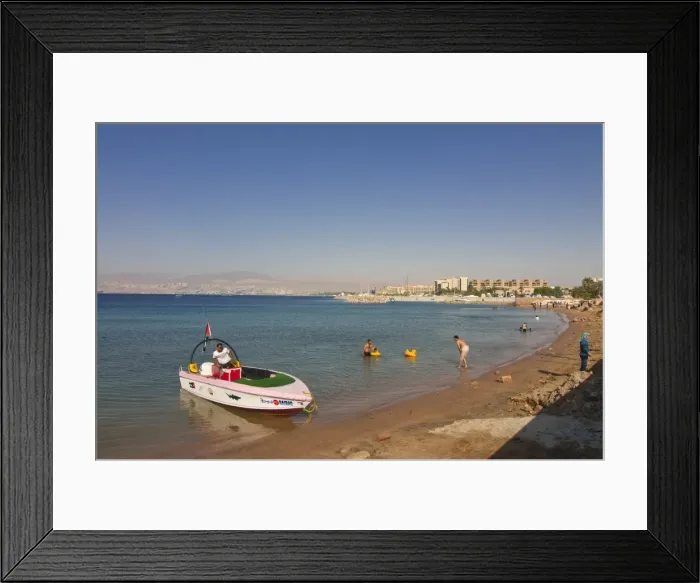 Framed Print : Public beach in Aqaba, Jordan, Middle East Framed Print : Public beach in Aqaba, Jordan, Middle East
