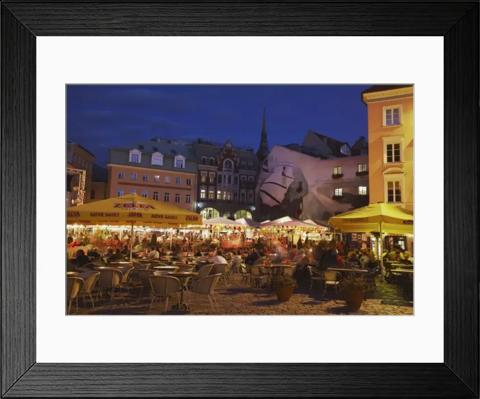 Framed Print : Outdoor cafes in Dome Cathedral Square at dusk, Riga, Latvia, Baltic States, Europe Framed Print : Outdoor cafes in Dome Cathedral Square at dusk, Riga, Latvia, Baltic States, Europe