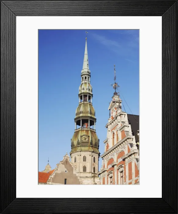 Framed Print : House of Blackheads with St. Peters spire, Riga, Latvia, Baltic States, Europe Framed Print : House of Blackheads with St. Peters spire, Riga, Latvia, Baltic States, Europe