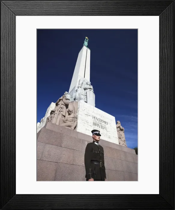 Framed Print : Soldier guarding Freedom Monument, Riga, Latvia, Baltic States, Europe Framed Print : Soldier guarding Freedom Monument, Riga, Latvia, Baltic States, Europe
