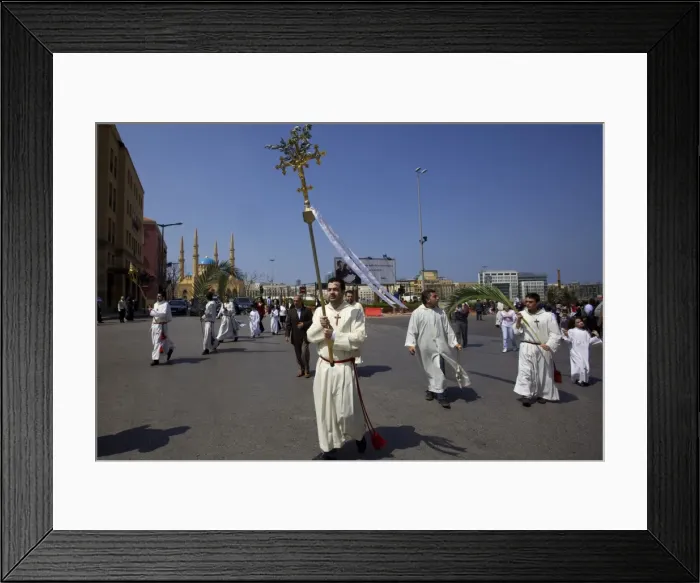 Framed Print : Orthodox procession on Palm Sunday in the Solidere quarter, Beirut, Lebanon, Middle East Framed Print : Orthodox procession on Palm Sunday in the Solidere quarter, Beirut, Lebanon, Middle East