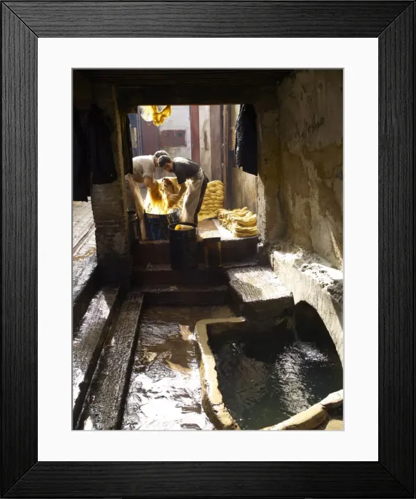 Framed Print : Men dyeing silk in the street, Fez, Morocco, North Africa, Africa Framed Print : Men dyeing silk in the street, Fez, Morocco, North Africa, Africa