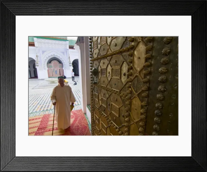 Framed Print : Old man leaving a mosque in the old Medina, UNESCO World Heritage Site Framed Print : Old man leaving a mosque in the old Medina, UNESCO World Heritage Site