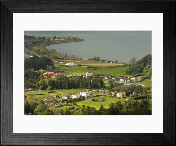 Framed Print : Lake Azul and the village of Sete Cidades inside the Sete Cidades volcanic crater Framed Print : Lake Azul and the village of Sete Cidades inside the Sete Cidades volcanic crater
