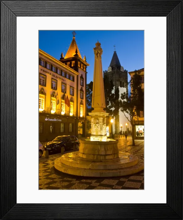 Framed Print : Square at night, Funchal, Madeira, Portugal, Europe Framed Print : Square at night, Funchal, Madeira, Portugal, Europe