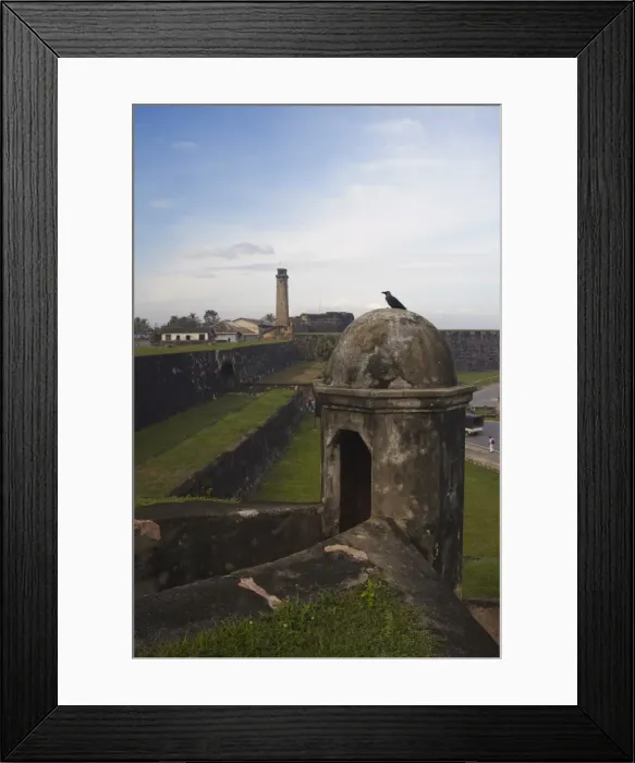 Framed Print : View of walls of Galle Fort with clock tower in background, UNESCO World Heritage Site Framed Print : View of walls of Galle Fort with clock tower in background, UNESCO World Heritage Site