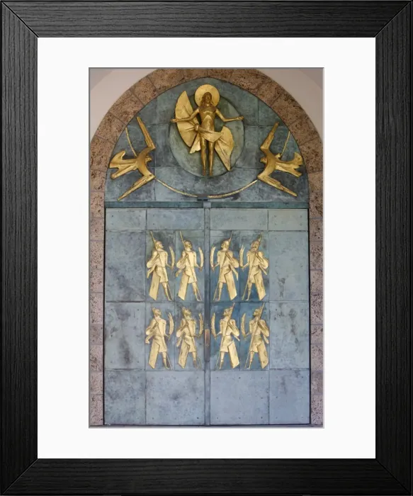 Framed Print : Ascension of Christ and the Theban soldiers by Philippe Kaeppelin on basilica door Framed Print : Ascension of Christ and the Theban soldiers by Philippe Kaeppelin on basilica door