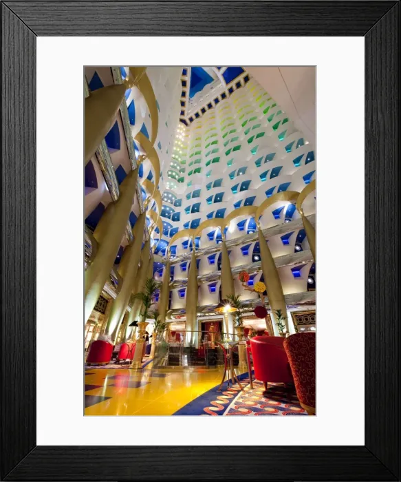 Framed Print : Atrium of the Burj Al Arab Hotel, Dubai, United Arab Emirates, Middle East Framed Print : Atrium of the Burj Al Arab Hotel, Dubai, United Arab Emirates, Middle East