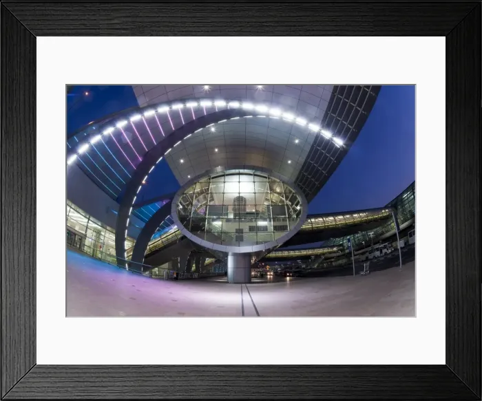 Framed Print : Stylish modern architecture of Terminal 3, opened in 2010, Dubai International Airport Framed Print : Stylish modern architecture of Terminal 3, opened in 2010, Dubai International Airport