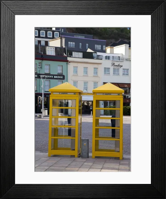 Framed Print : Yellow telephone boxes, St. Helier, Jersey, Channel Islands, United Kingdom, Europe Framed Print : Yellow telephone boxes, St. Helier, Jersey, Channel Islands, United Kingdom, Europe