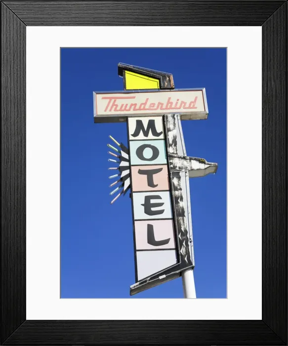 Framed Print : Neon sign on the Thunderbird Motel on Virginia Street, Reno, Nevada, United States of America Framed Print : Neon sign on the Thunderbird Motel on Virginia Street, Reno, Nevada, United States of America