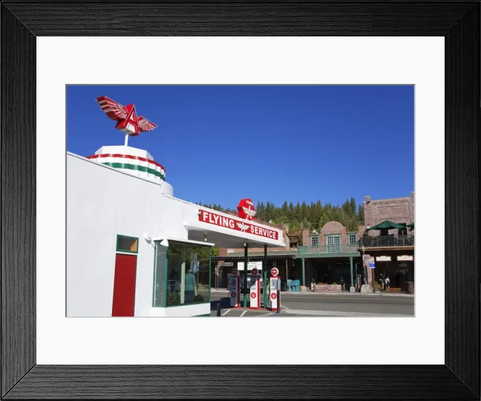 Framed Print : Historic Flying A Gas Station in Truckee, California, United States of America Framed Print : Historic Flying A Gas Station in Truckee, California, United States of America