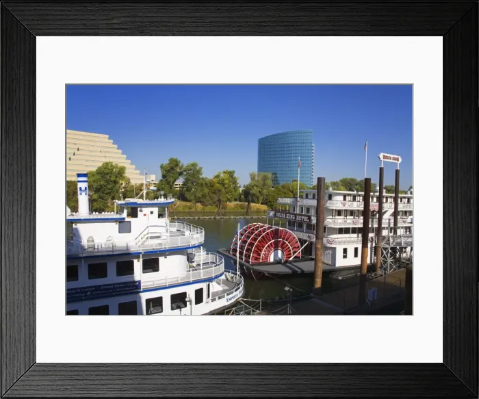 Framed Print : Empress Hornblower and Delta King paddle steamers on the Sacramento River Framed Print : Empress Hornblower and Delta King paddle steamers on the Sacramento River