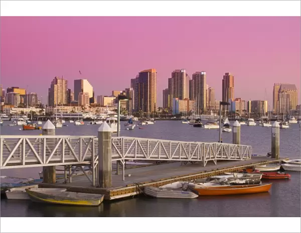 San Diego skyline at twilight, California, United States of America, North America