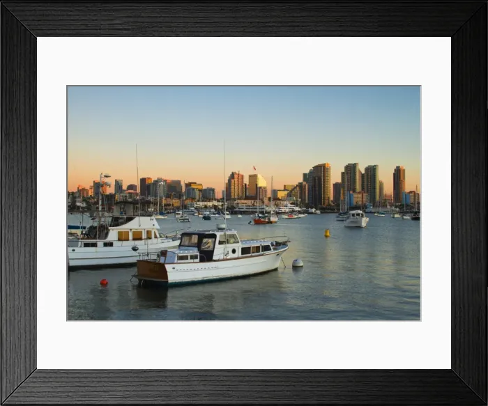 Framed Print : Yachts and San Diego skyline, California, United States of America, North America Framed Print : Yachts and San Diego skyline, California, United States of America, North America