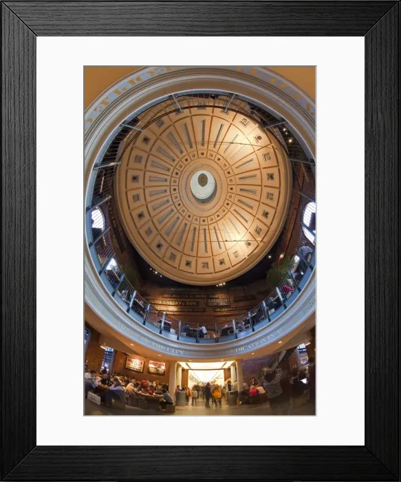 Framed Print : Interior dome in the Grand Food Hall of Quincy Market, Boston, Massachusetts Framed Print : Interior dome in the Grand Food Hall of Quincy Market, Boston, Massachusetts