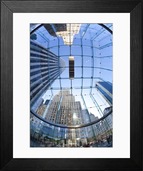 Framed Print : Skyscrapers of Fifth Avenue viewed from below through a glass roofed ceiling Framed Print : Skyscrapers of Fifth Avenue viewed from below through a glass roofed ceiling