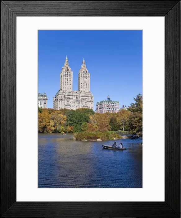 Framed Print : Central Park and the Grand buildings along Central Park West viewed across the lake in autumn Framed Print : Central Park and the Grand buildings along Central Park West viewed across the lake in autumn