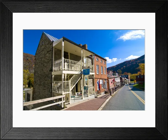 Framed Print : Town view of Harpers Ferry, West Virginia, United States of America, North America Framed Print : Town view of Harpers Ferry, West Virginia, United States of America, North America
