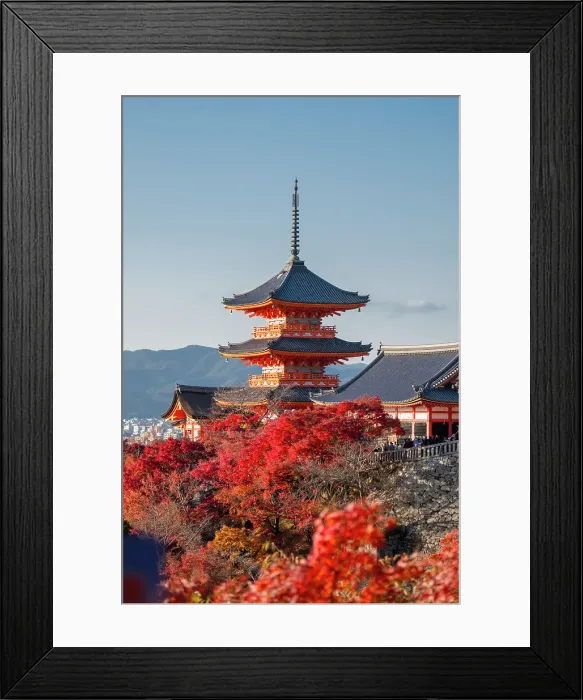 Framed Print : Kiyomizu-dera Buddhist temple and Sanjunoto three Story Pagoda with autumn color, Kyoto, UNESCO World Heritage Site, Honshu, Japan, Asia Framed Print : Kiyomizu-dera Buddhist temple and Sanjunoto three Story Pagoda with autumn color, Kyoto, UNESCO World Heritage Site, Honshu, Japan, Asia