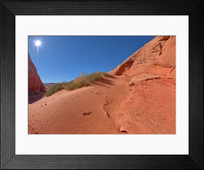 Framed Print : A red sand dune below a sandstone mesa, at Ferry Swale in the Glen Canyon Recreation Area near Page, Arizona, United States of America, North America Framed Print : A red sand dune below a sandstone mesa, at Ferry Swale in the Glen Canyon Recreation Area near Page, Arizona, United States of America, North America
