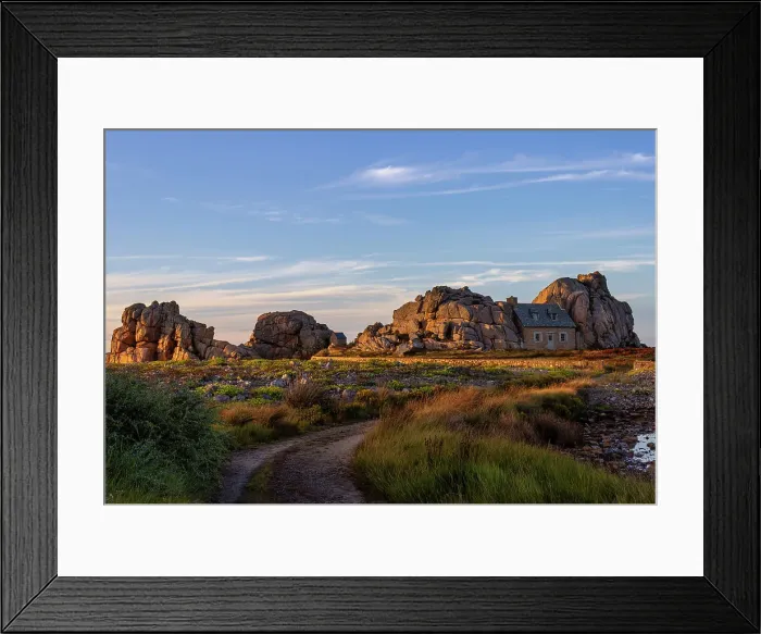 Framed Print : The house between the rocks, Le Gouffre, Plougrescant, Cotes-d'Armor, Brittany, France, Europe