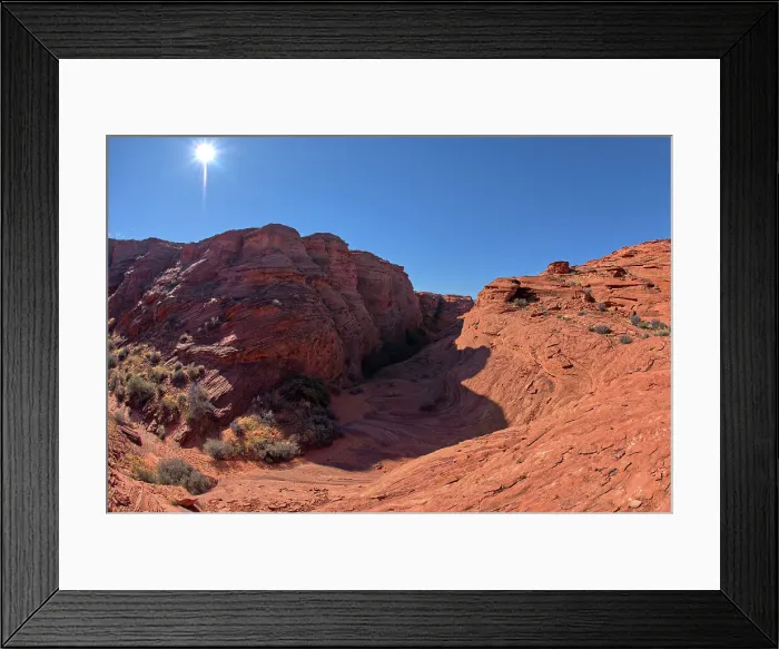 Framed Print : A dry waterfall of wavy sandstone in the spur canyon just north of the main overlook of Horseshoe Bend, Arizona, United States of America, North America Framed Print : A dry waterfall of wavy sandstone in the spur canyon just north of the main overlook of Horseshoe Bend, Arizona, United States of America, North America