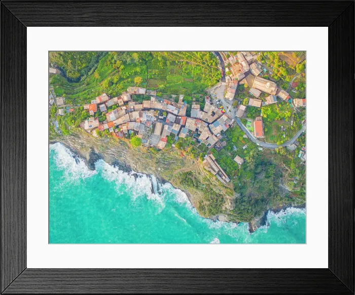 Framed Print : Aerial view taken by drone of the famous village of Corniglia, Cinque Terre National Park, UNESCO World Heritage Site, La Spezia, Liguria, Italy, Europe Framed Print : Aerial view taken by drone of the famous village of Corniglia, Cinque Terre National Park, UNESCO World Heritage Site, La Spezia, Liguria, Italy, Europe