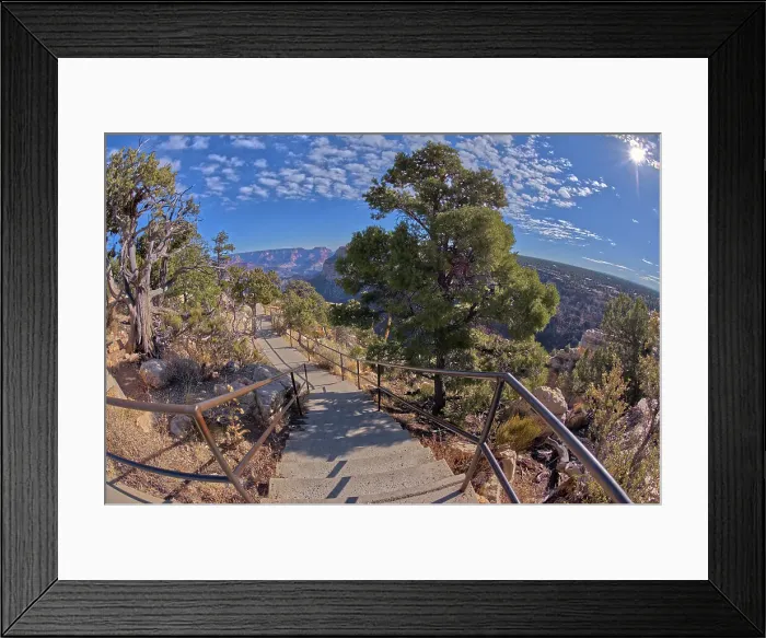 Framed Print : Stairway leading down to the Trailview Overlook East Vista at Grand Canyon South Rim, off Hermit Road, Grand Canyon, UNESCO World Heritage Site, Arizona, United States of America, North America