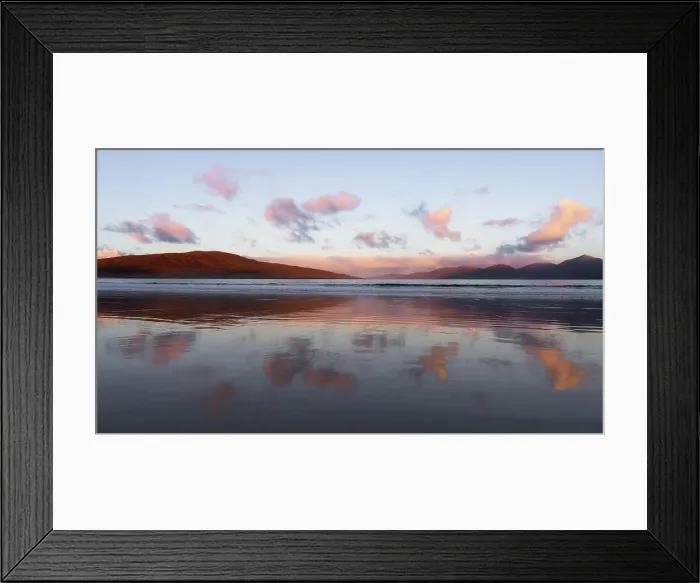 Framed Print : Sunrise over the island of Taransay and the North Harris hills from Luskentyre Beach, Isle of Harris, Outer Hebrides, Scotland, United Kingdom, Europe Framed Print : Sunrise over the island of Taransay and the North Harris hills from Luskentyre Beach, Isle of Harris, Outer Hebrides, Scotland, United Kingdom, Europe